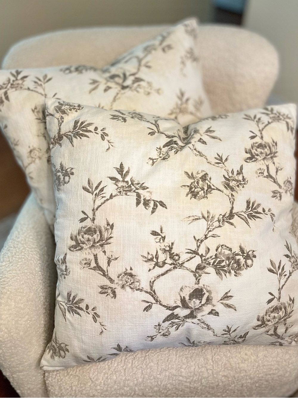 Studio McGee Floral Linen Euro Accent Pillow Vintage Cream